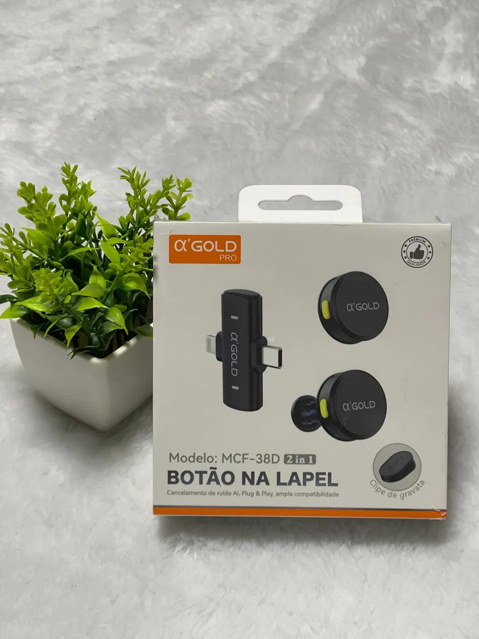 Microfone de Lapela Sem Fio Bluetooth Gold MCF-38D | Kit com 2 Microfones para Celular