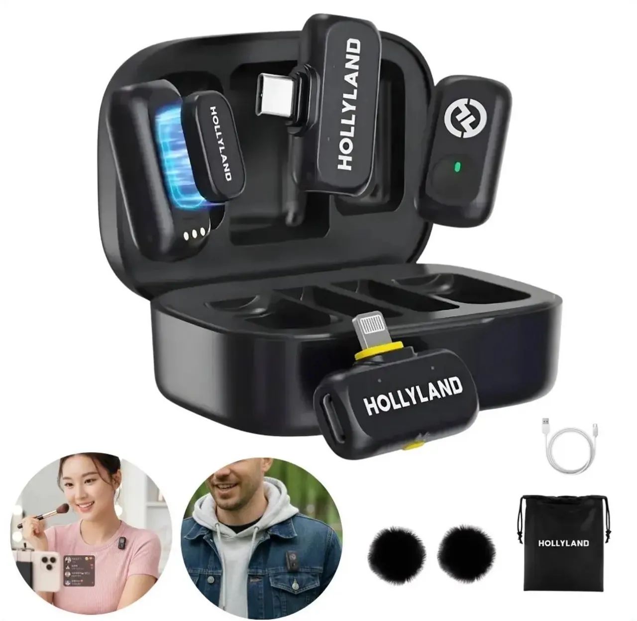 Microfone Hollyland Lark A1 Mini Combo - USB C + IPHONE - Foto 2