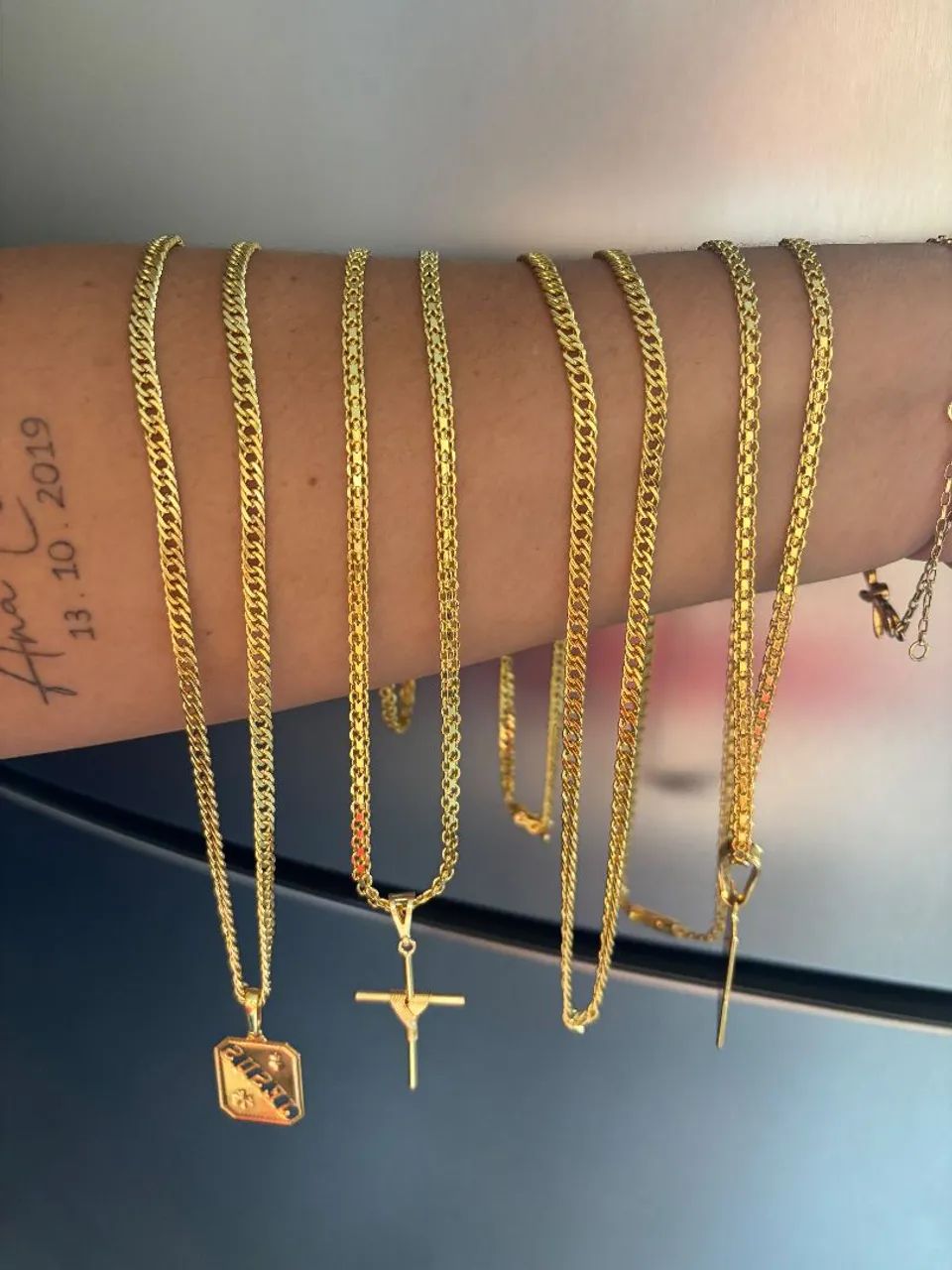 CORDÃO E PINGENTES BANHADOS A OURO 18K 22K 24K