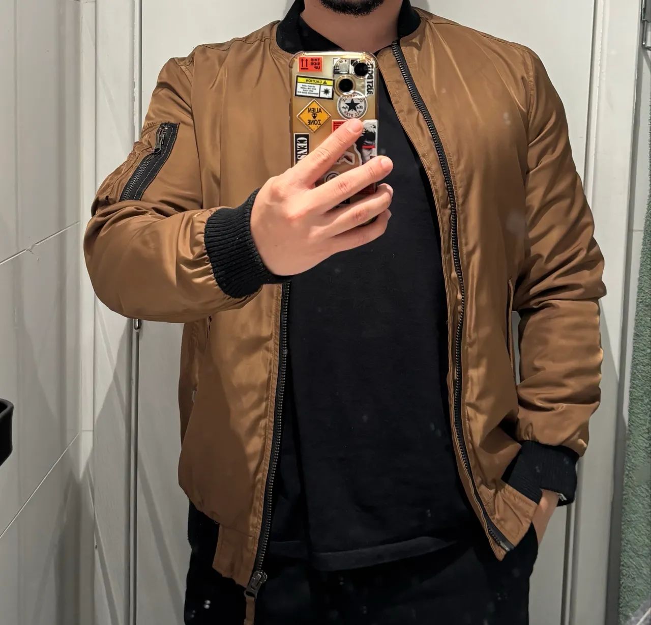jaqueta bomber masculina P marrom