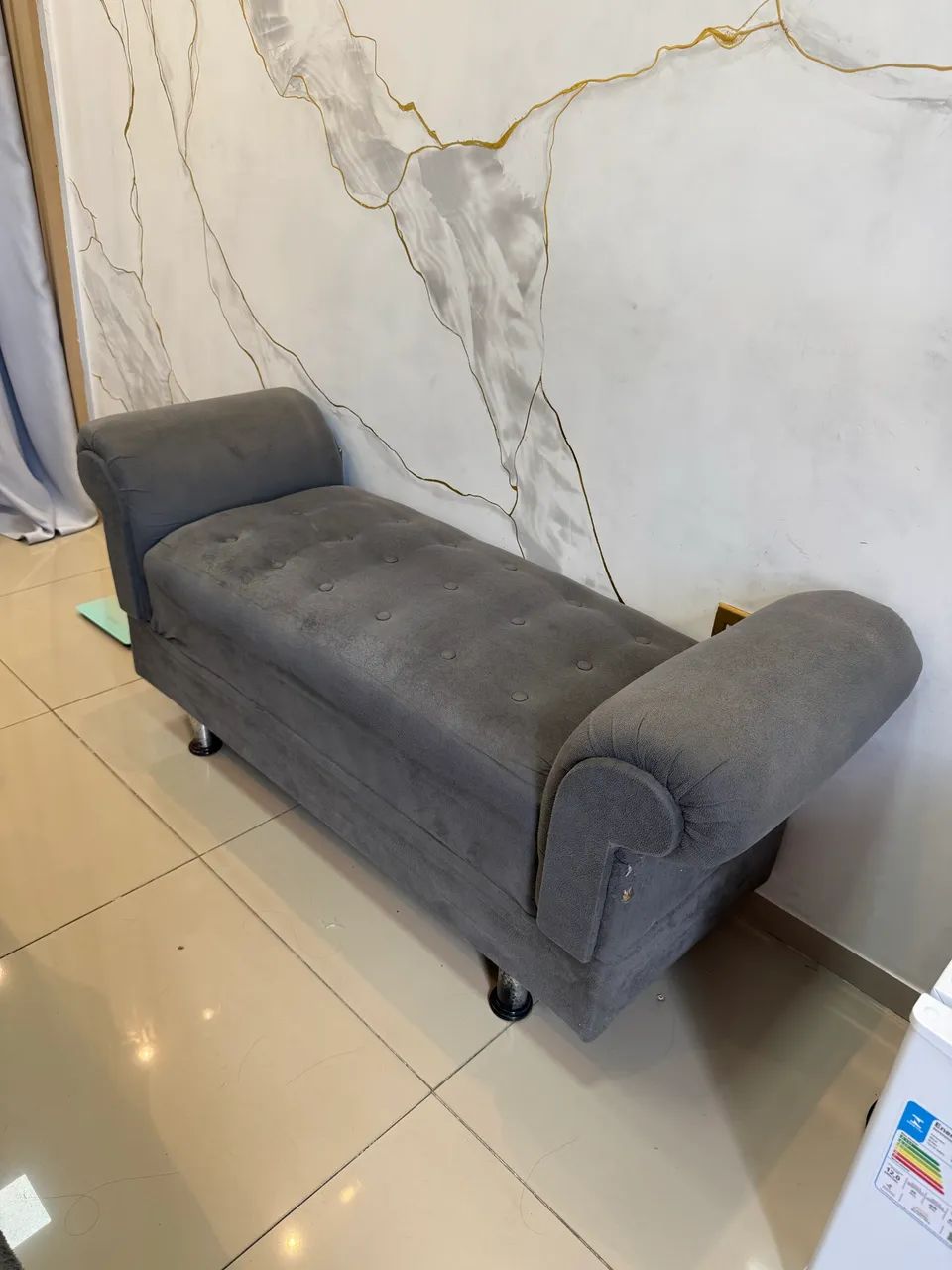 Sofá recamier Cinza - Foto 3