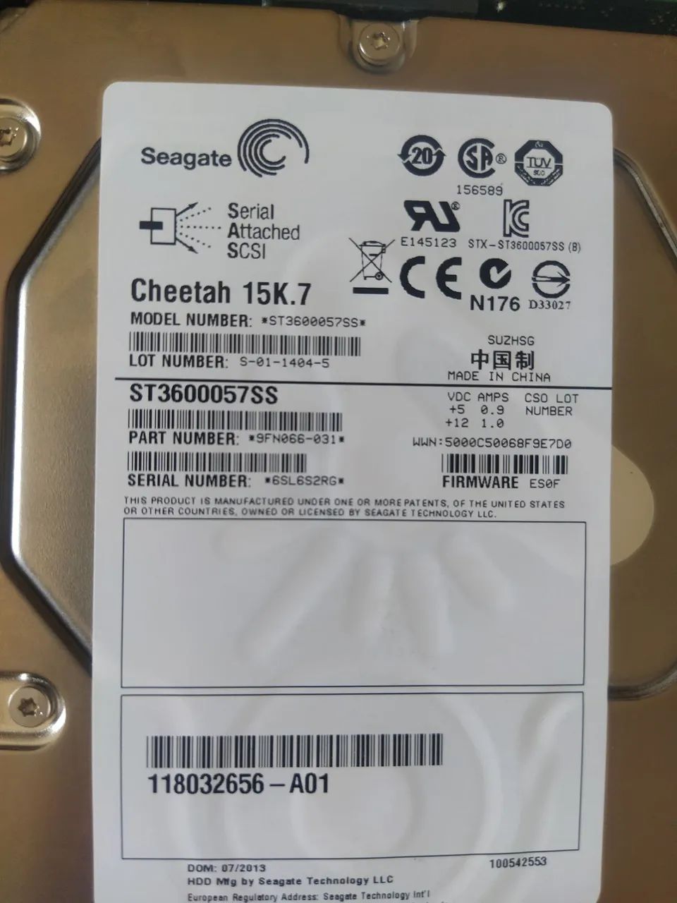 HD Seagate SAS Cheetah 15K.7 600 GB - Servidor - Armazenamento
