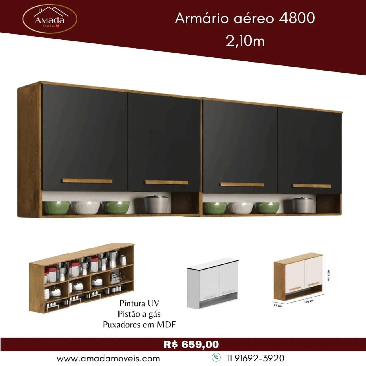 Armário aéreo 4800 2,10m - à pronta entrega 