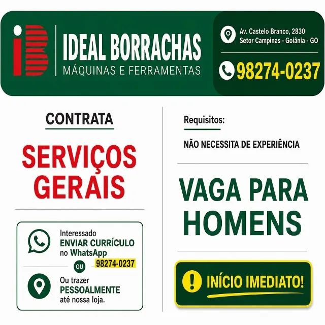 Contrata-se Auxiliar de Serviços Gerais