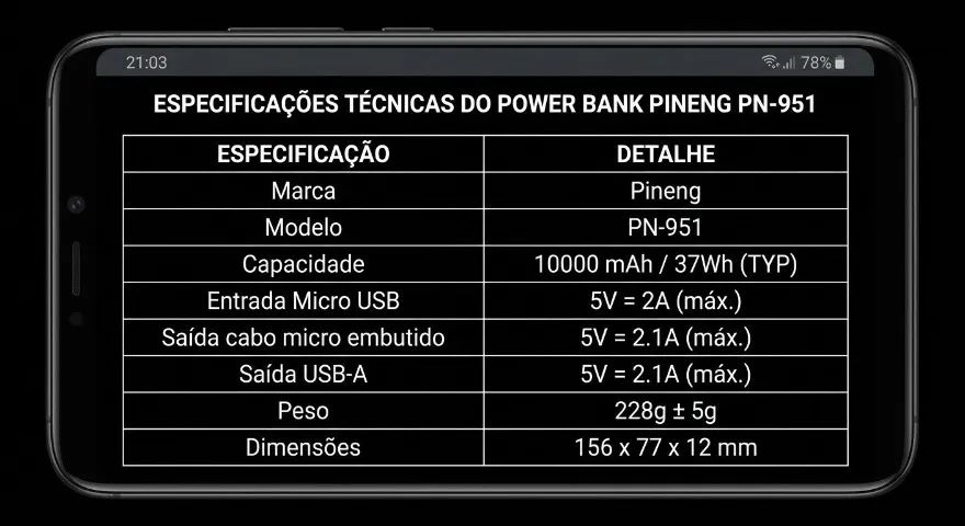 Power Bank Pineng 10000mAh PN-951 - Foto 2