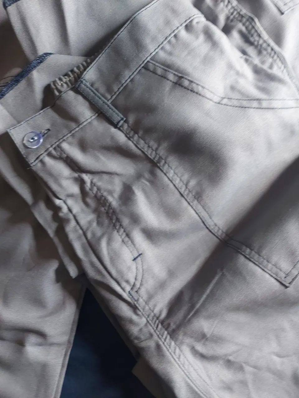 Calça De Brim 1/2 Elástico Cinza Uniforme Profissional  - Foto 4