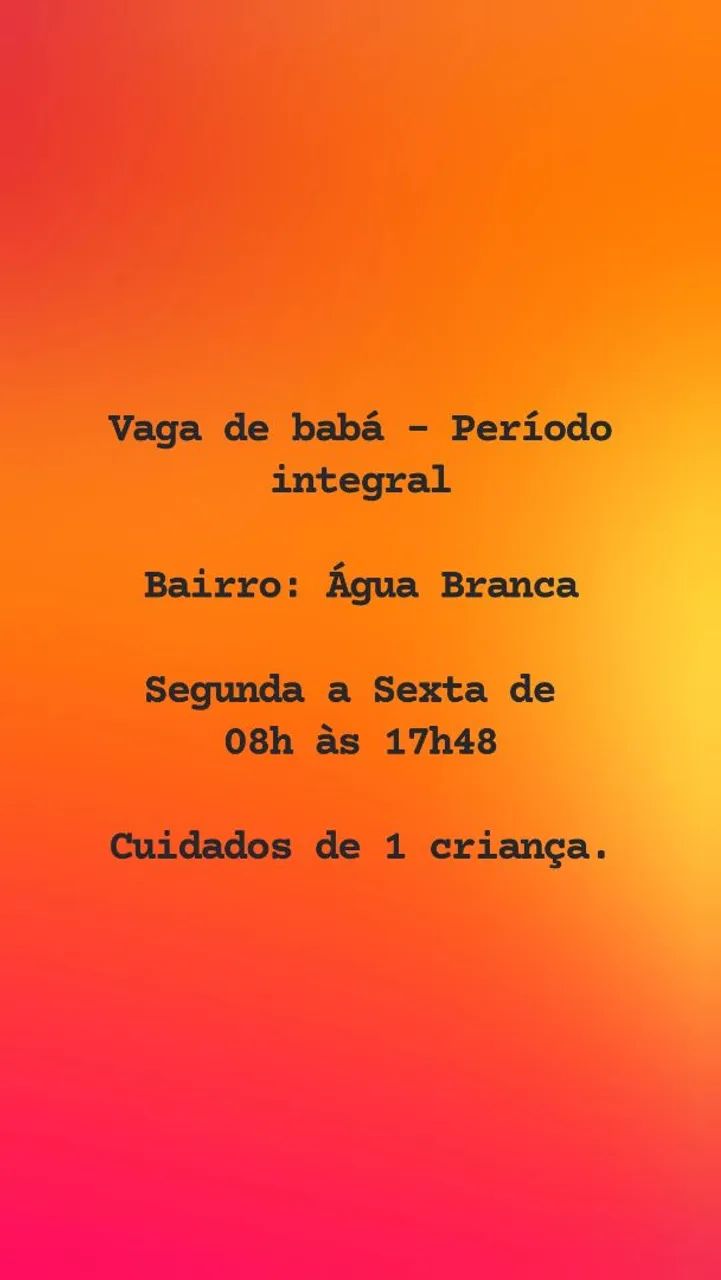 Vaga de babá