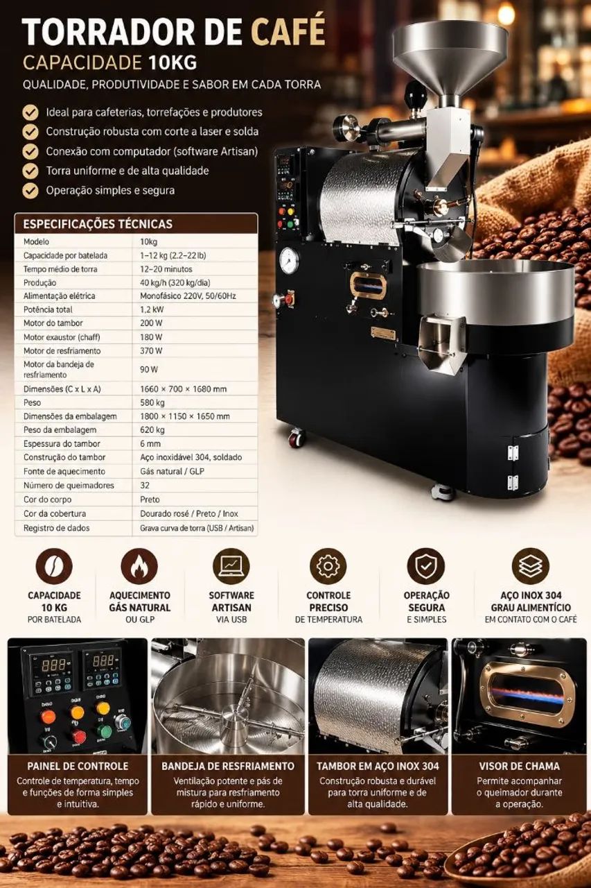 Torrador de cafe a gas 