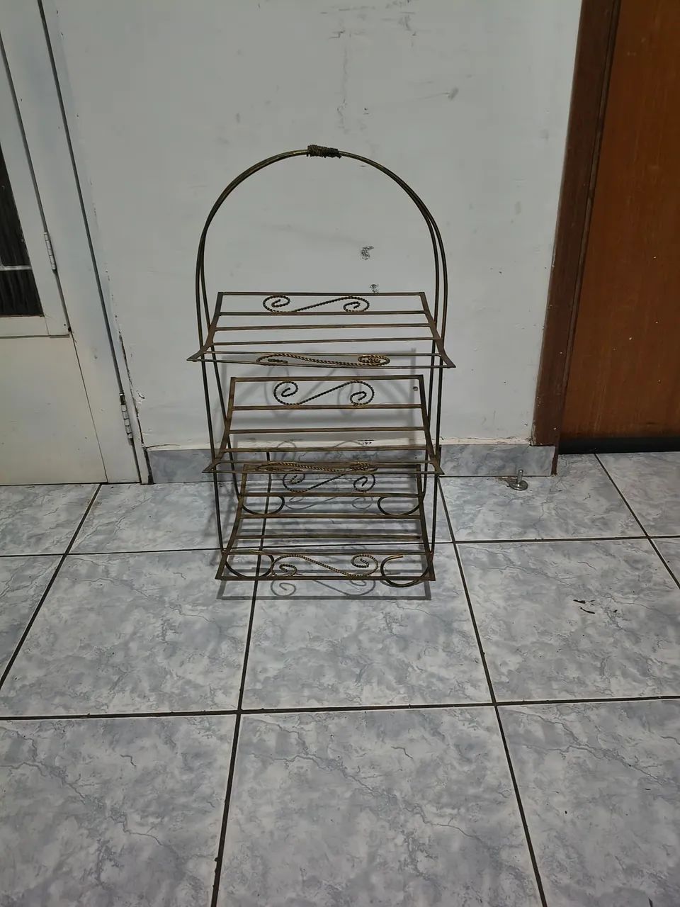 Metal Magazine Holder - Decorative - Antique Gold Color