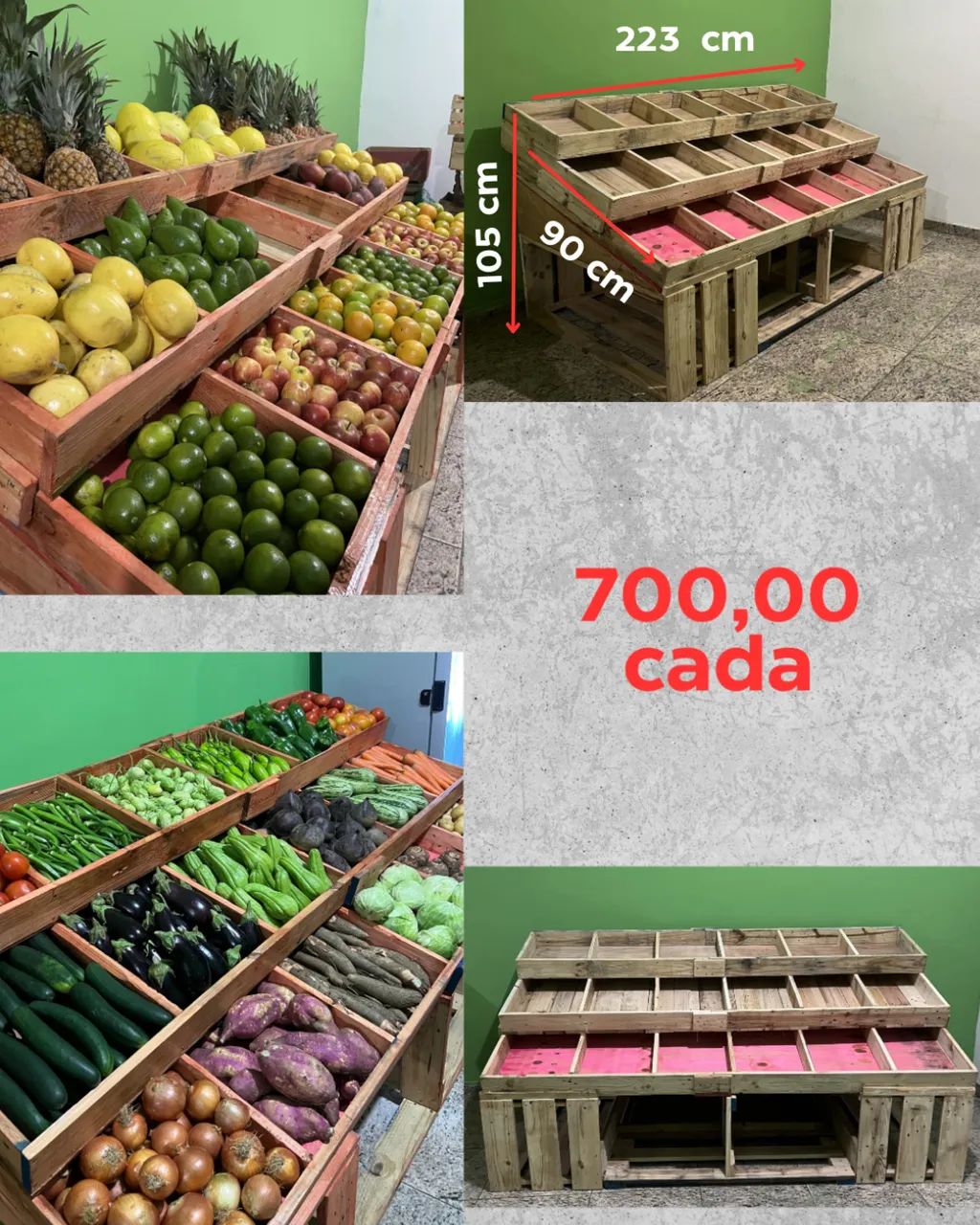 Bancadas e expositor para hortifruti 