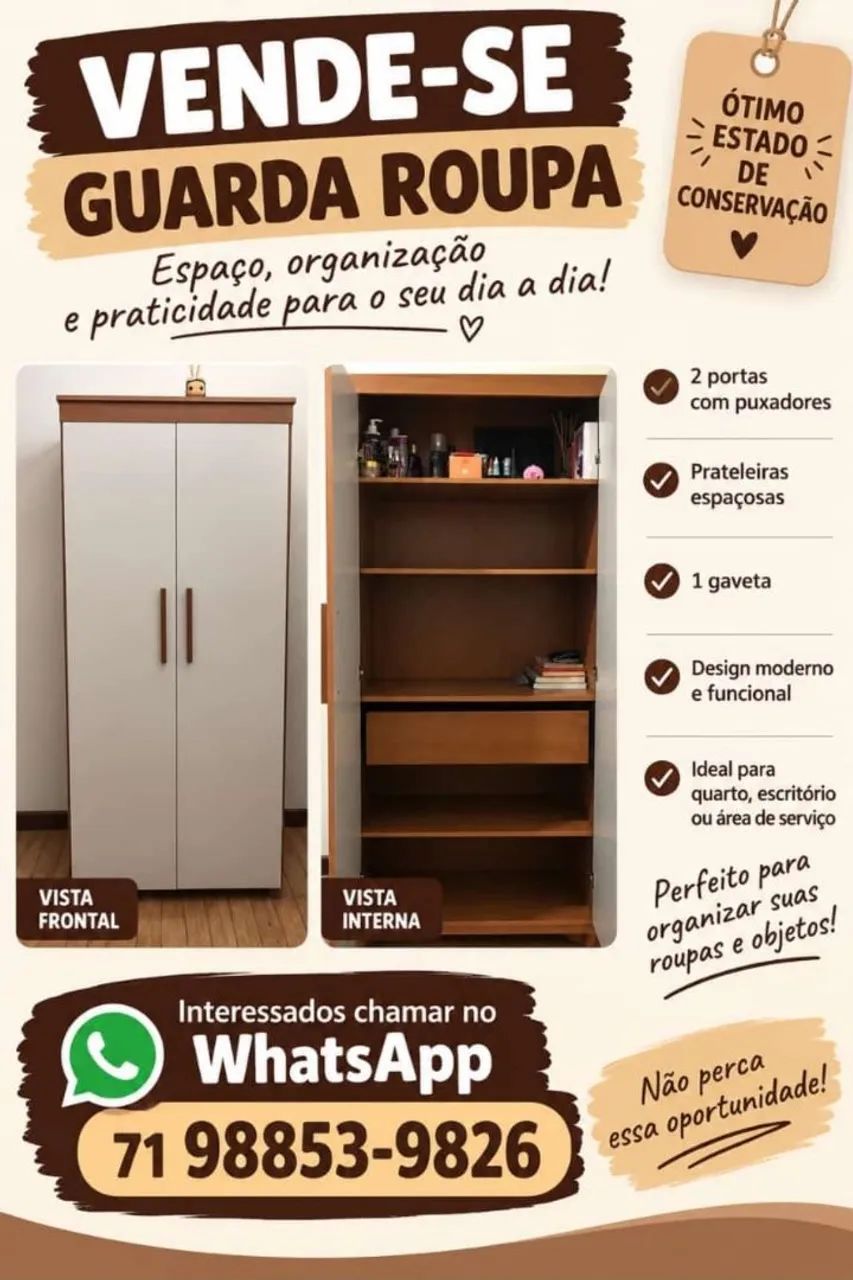 Guarda roupas solteiro off white 