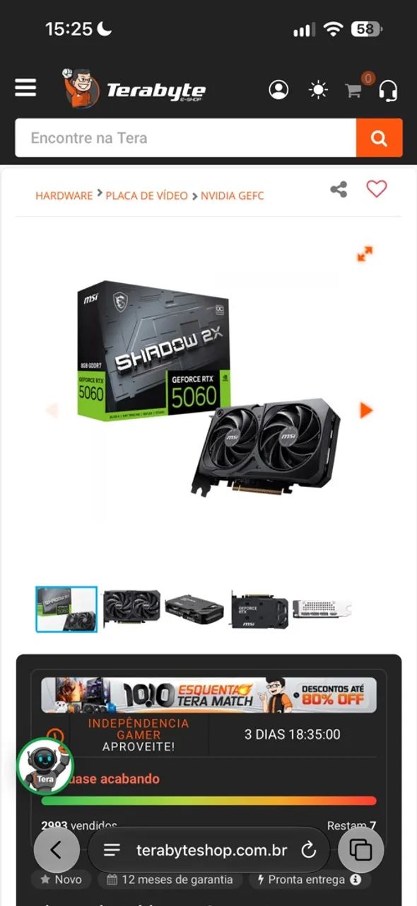 Rtx 5060 msi na garantia 