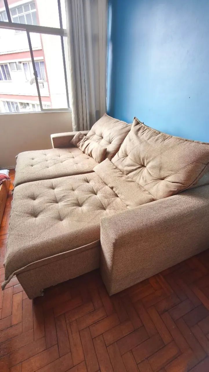 Sofá 3 lugares Retrátil Marrom.  - Foto 3