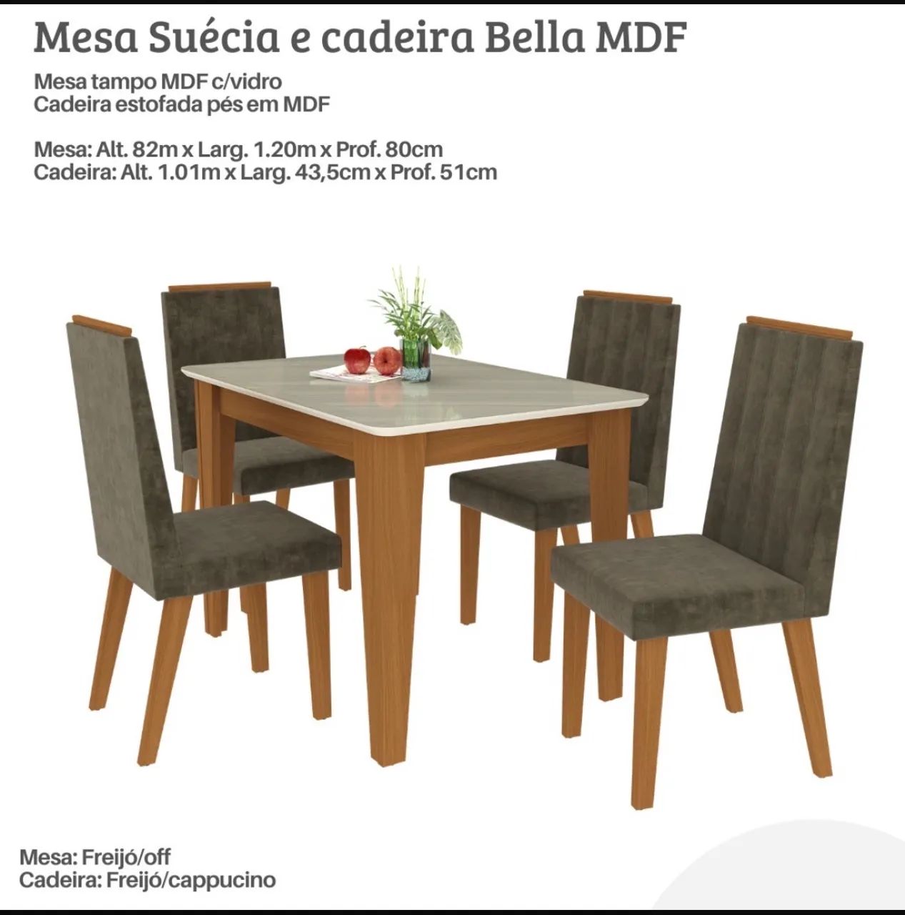 Mesa Suécia e 4 Cadeiras Bella - Foto 2