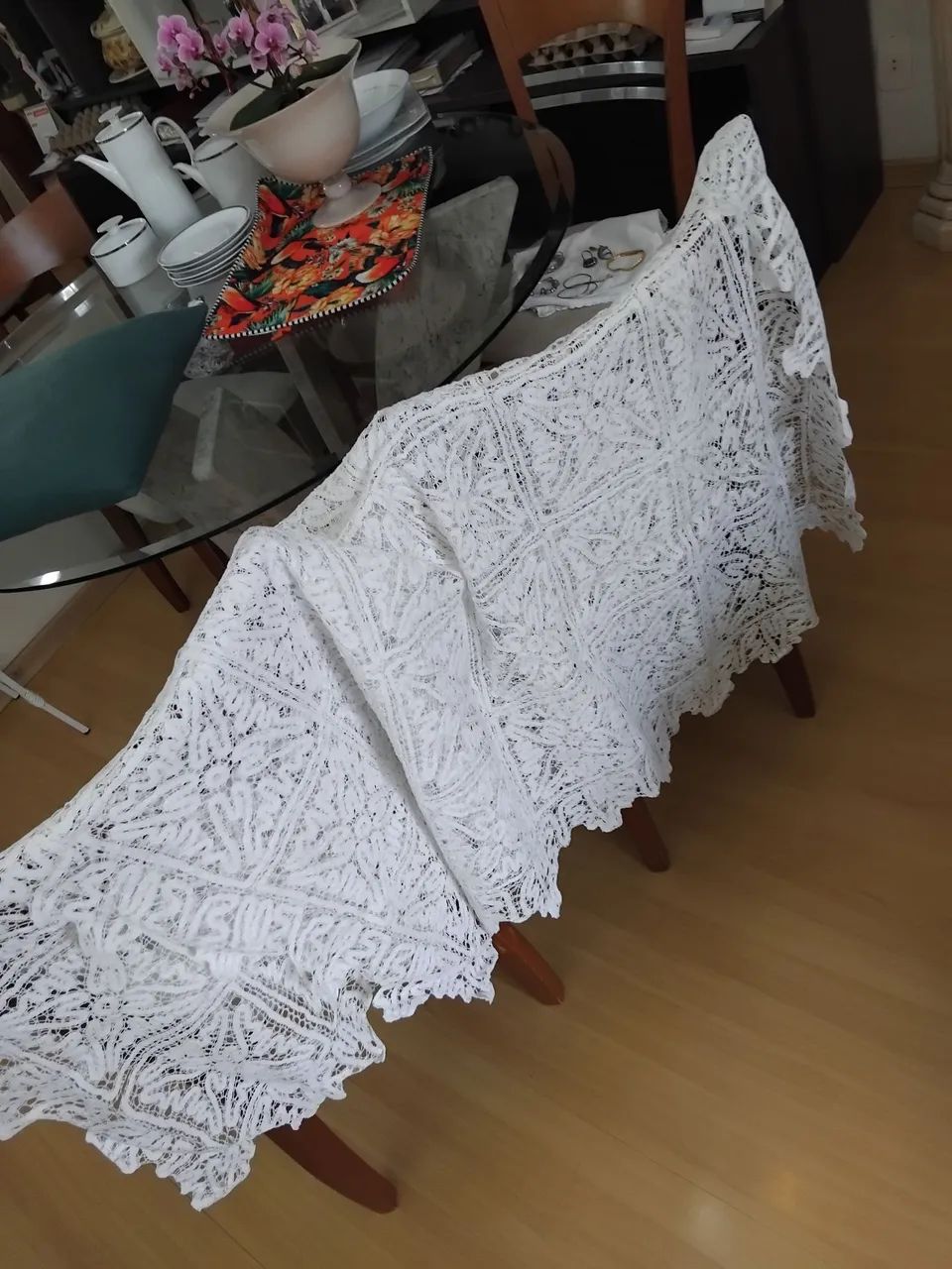 Toalha croche feito a mão retangular 