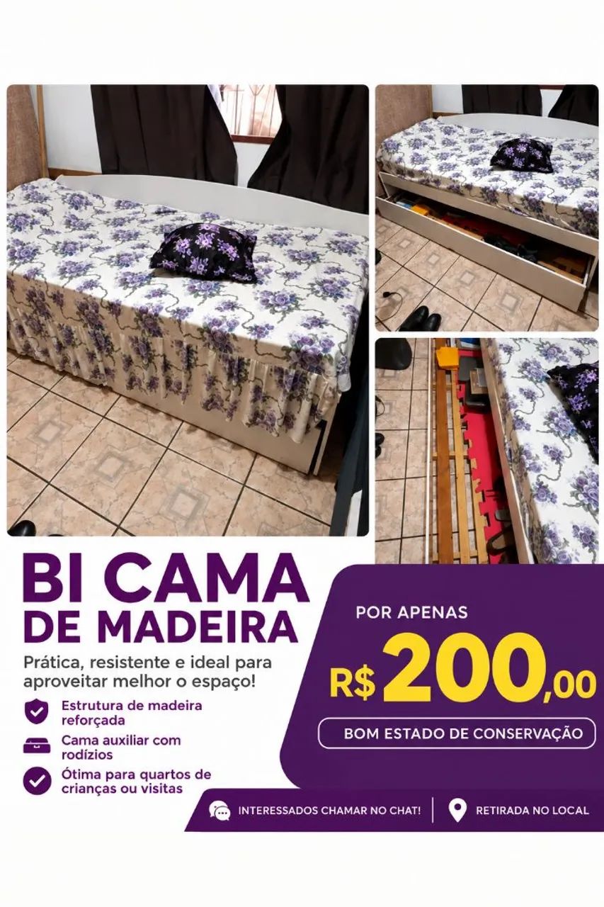 Cama de madeira Bi Cama  - Foto 3