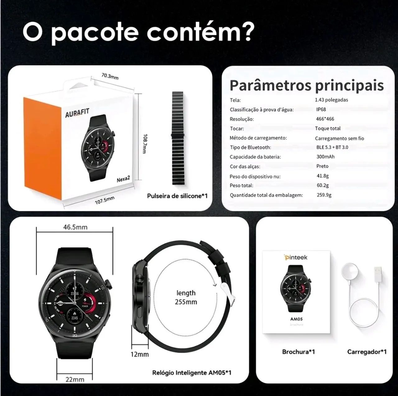 Aurafit Smartwatch AM05 Prata - Foto 5