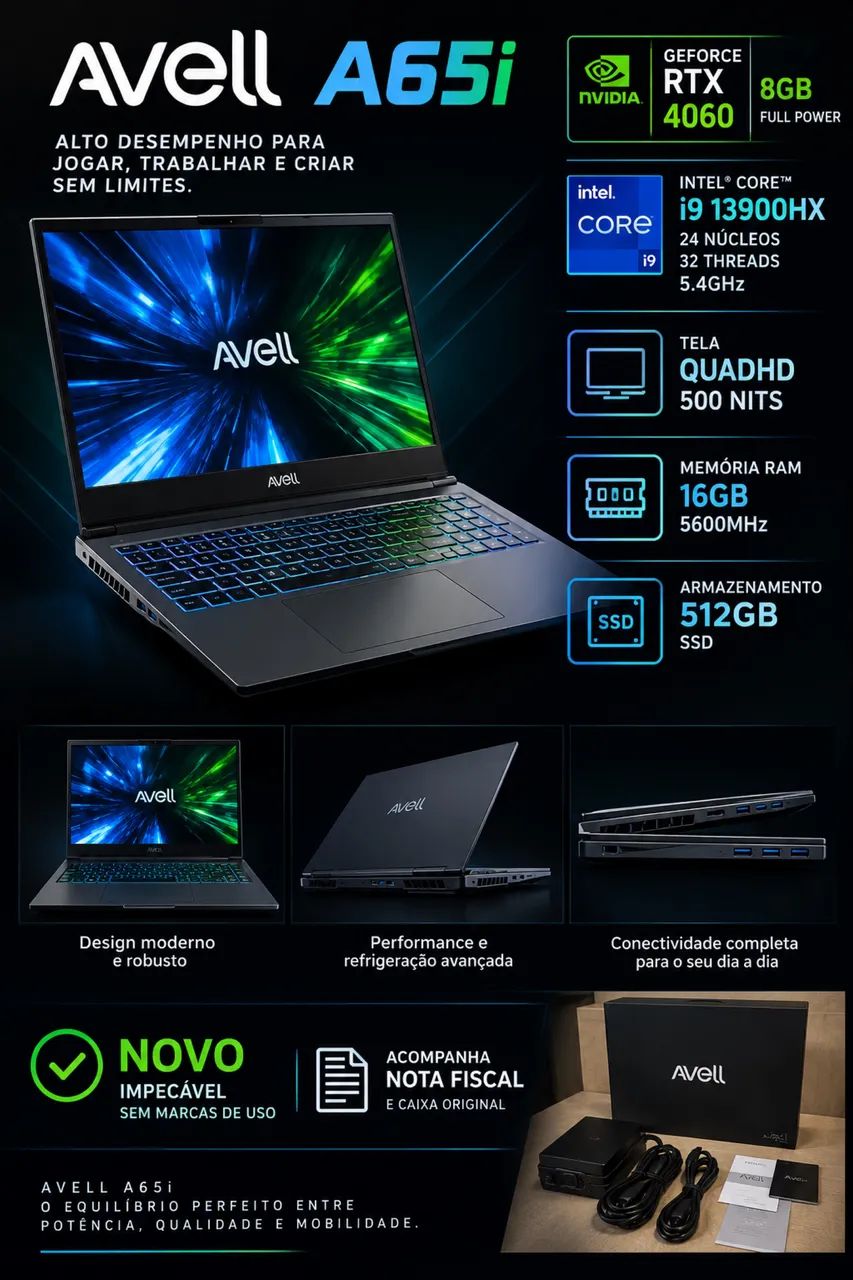 Notebook gamer i9 13900hx rtx 4060, 16gb ddr5 - Notebooks - Boa