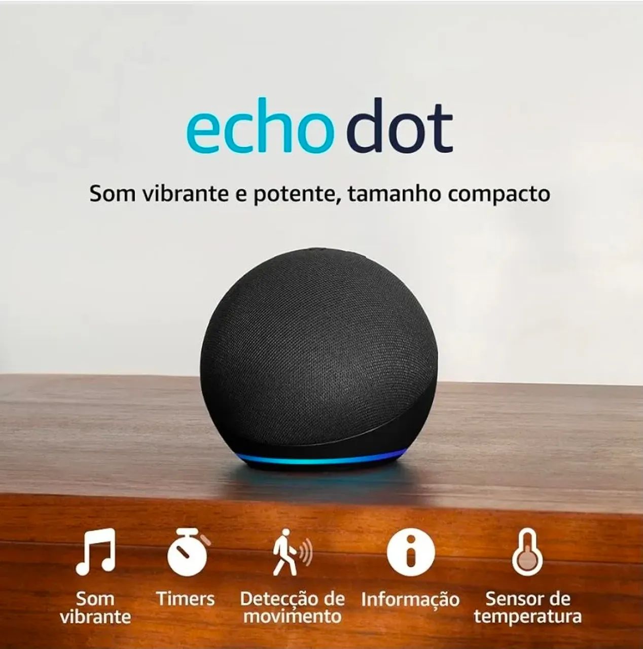 Amazon Echo Dot 5ª Geração Smart Speaker com Alexa, Wi-Fi, Bluetooth, Sensor Temperatura