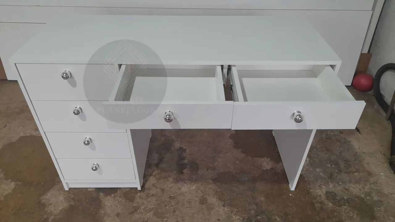Penteadeira nova com 6 gavetas 100% MDF branco  - Foto 4
