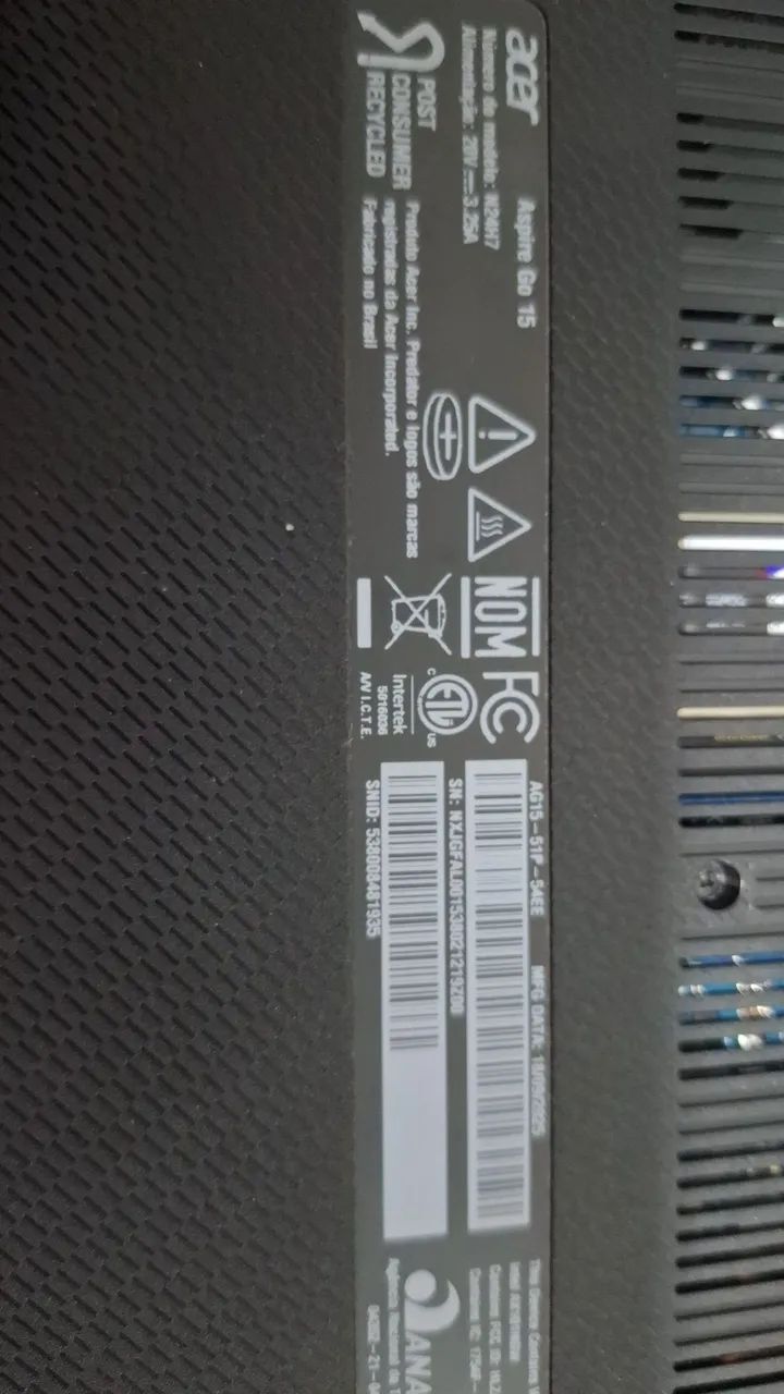 Vendo Notebook Acer aspire go 15 core i5 