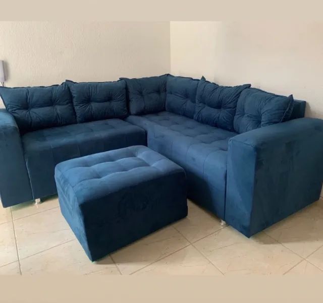 SOFÁ 6 almofadas azul 