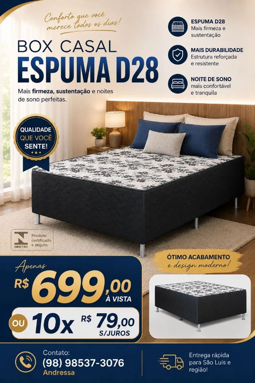 Cama box casal Espuma D28 entrega grátis oferta imperdível 
