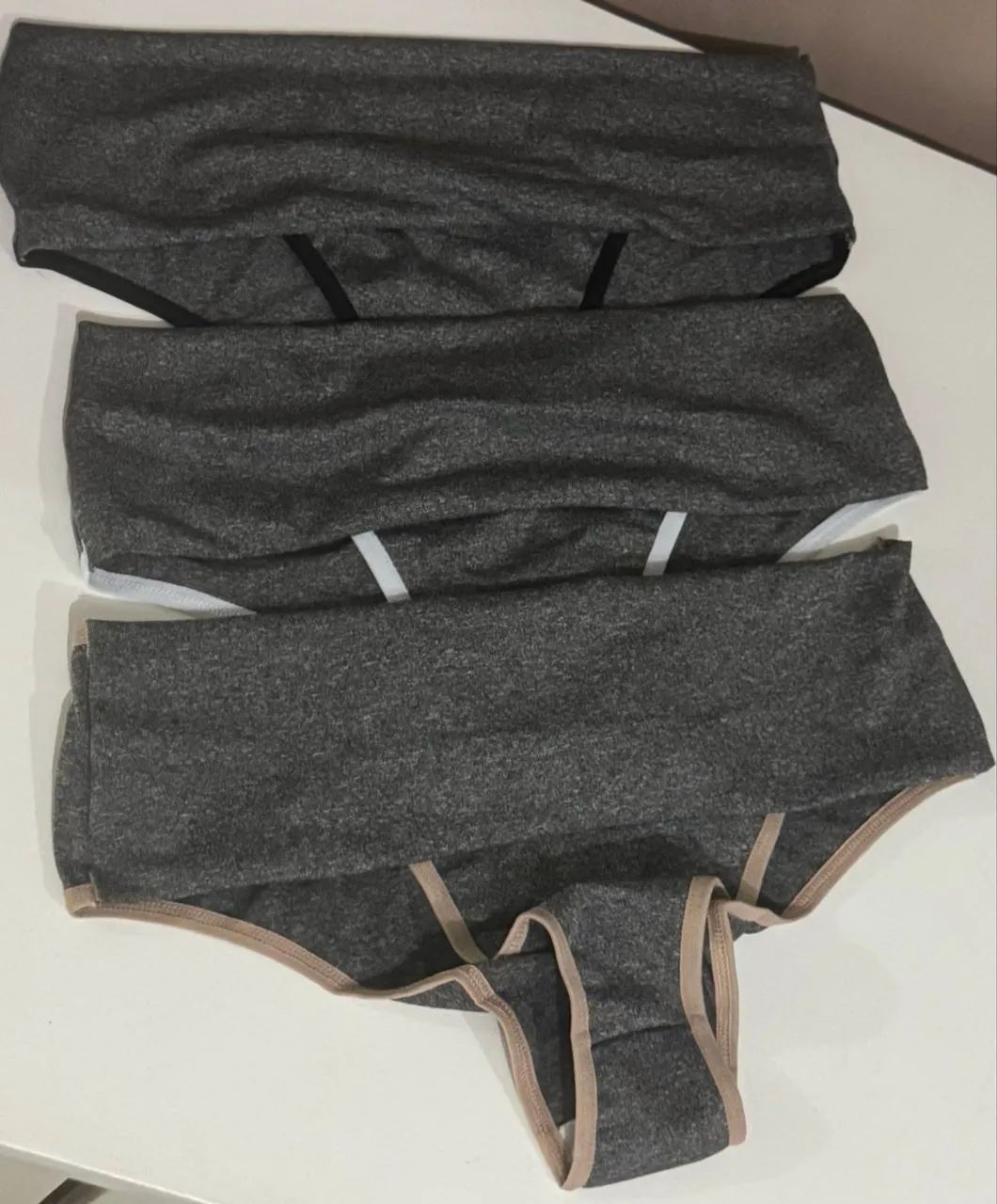 Kit 3 calcinhas malha mescla, seca barriga 