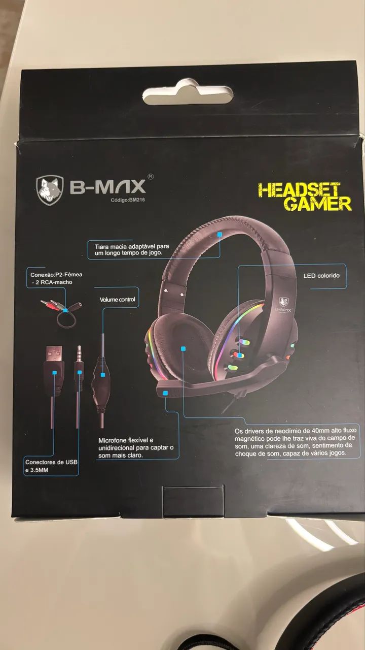 Fone Headset Gamer B-Max BM216 (Novo, na caixa. Nunca usado) - Foto 4