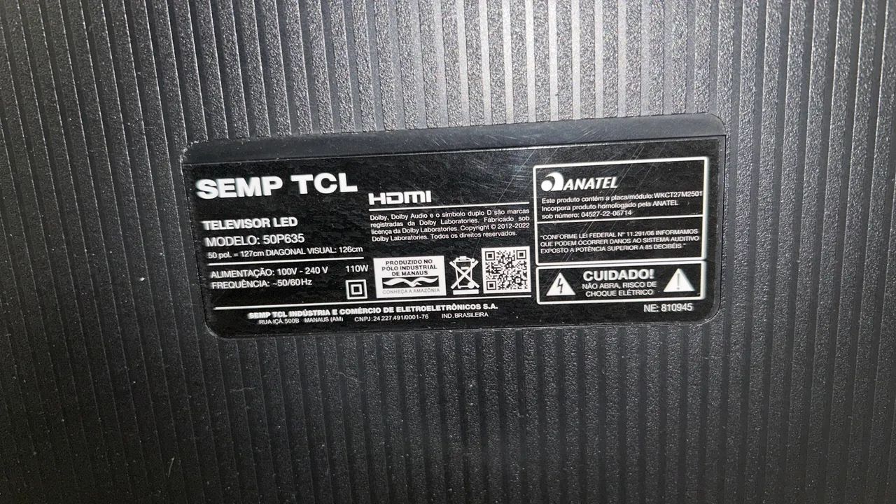 TV TCL - SEM FUNCIONAMENTO