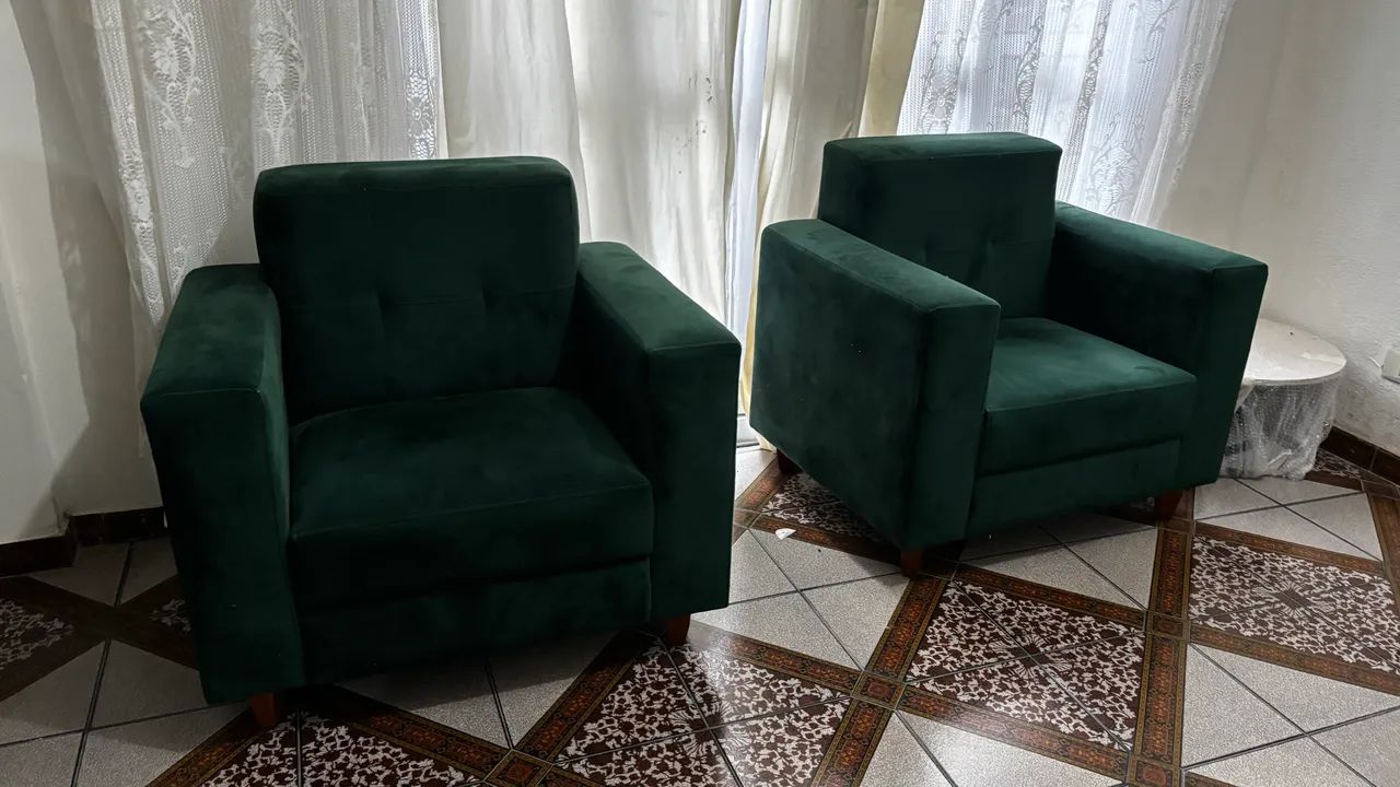 Kit Sofá 2 Lugares e 2 Poltronas Denver Suede Verde - Doce Sonho Móveis Verde - Foto 2