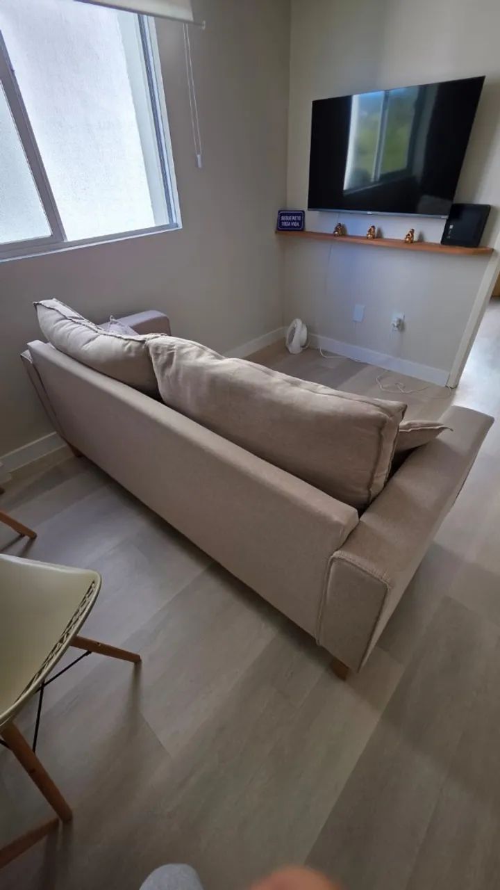 Sofá 3 Lugares Living Istambul Linho Champagne - Excelente Estado - Foto 4