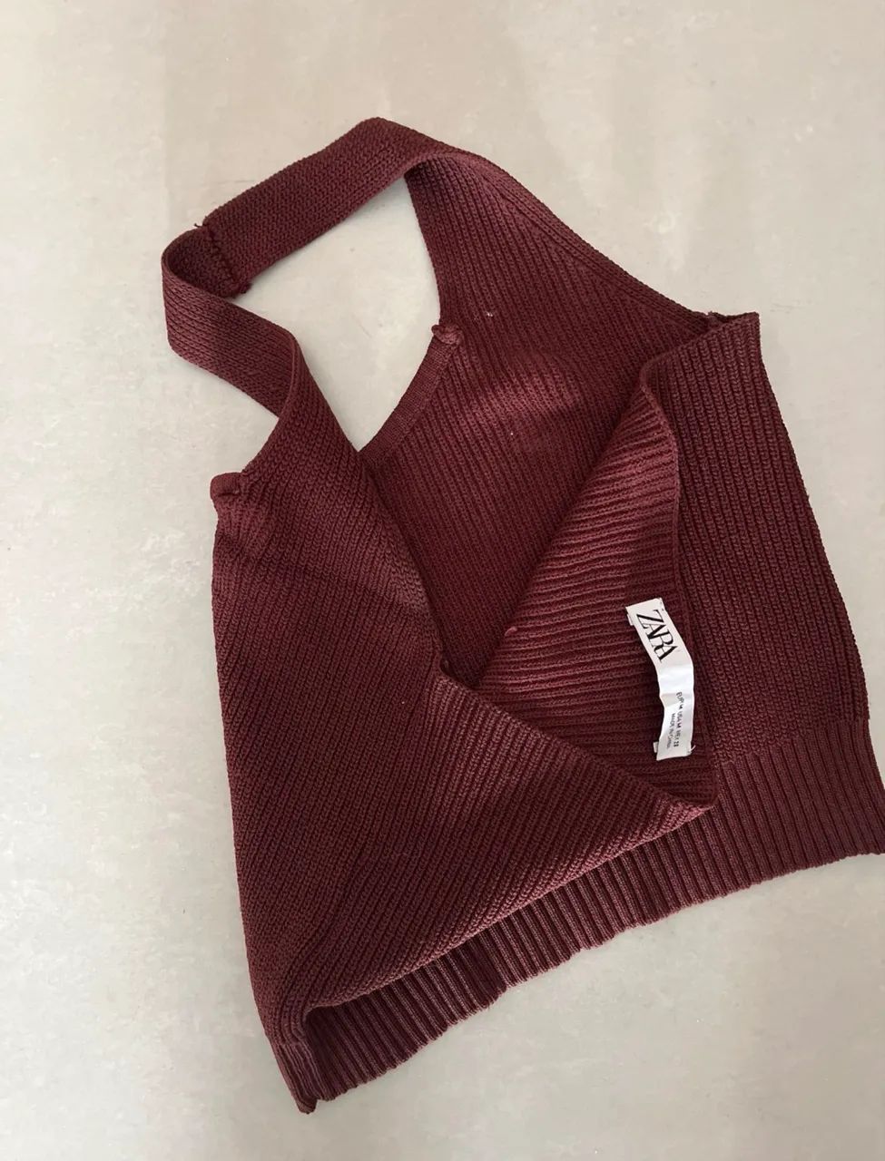 Top Zara tricot canelado marrom - P - Foto 3