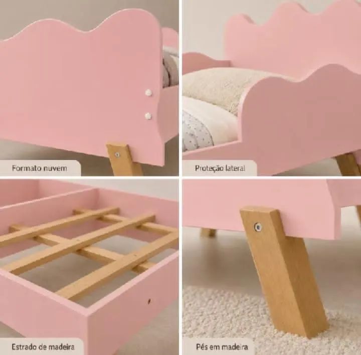Mini Cama Angel Rosa Formato Nuvem Com Colchão  - Foto 2
