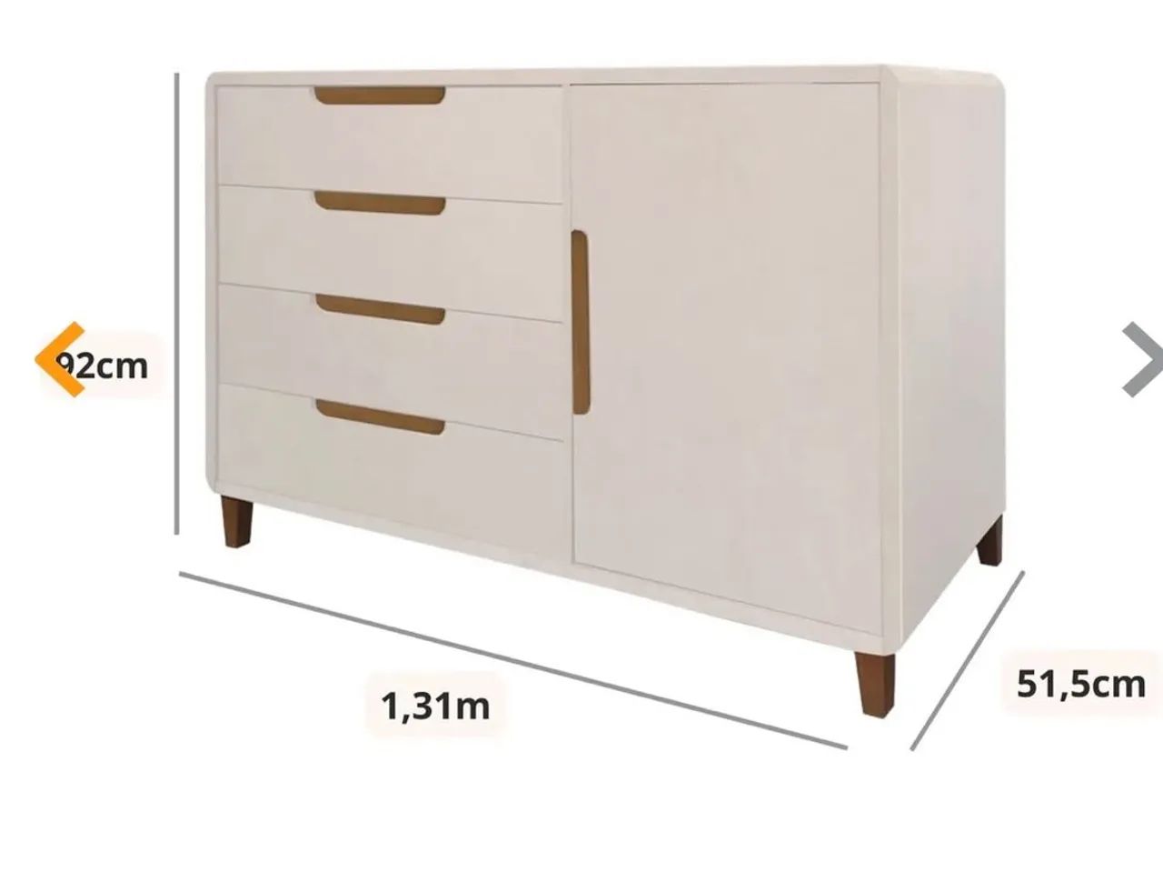 Cômoda Bebê Infantil Branca MDF 4 Gavetas + Cabideiro | Nova - Foto 2
