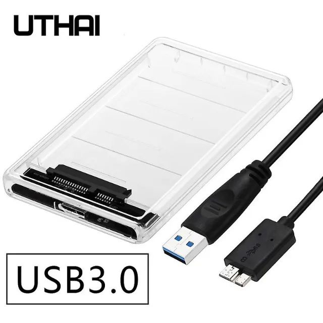 Case Transparente para HD Notebook ou SSD SATA 2.5 USB 3.0, Novo. 