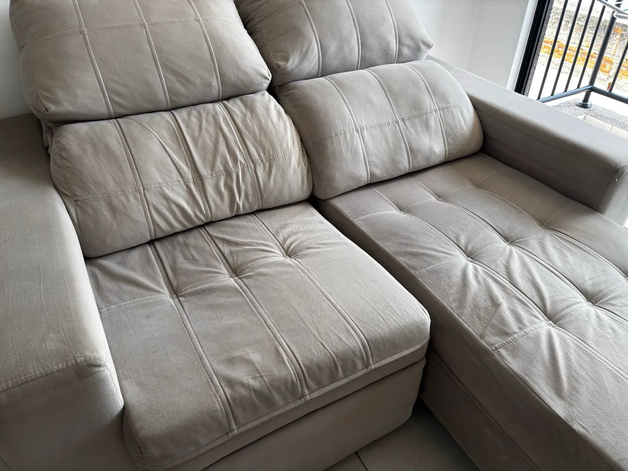 Light Beige Fabric Retractable and Reclining Sofa65569177280387121