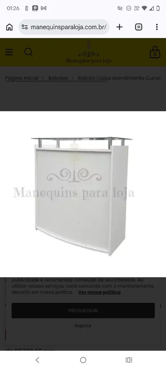 Balcão De MDF com Vidro em cima