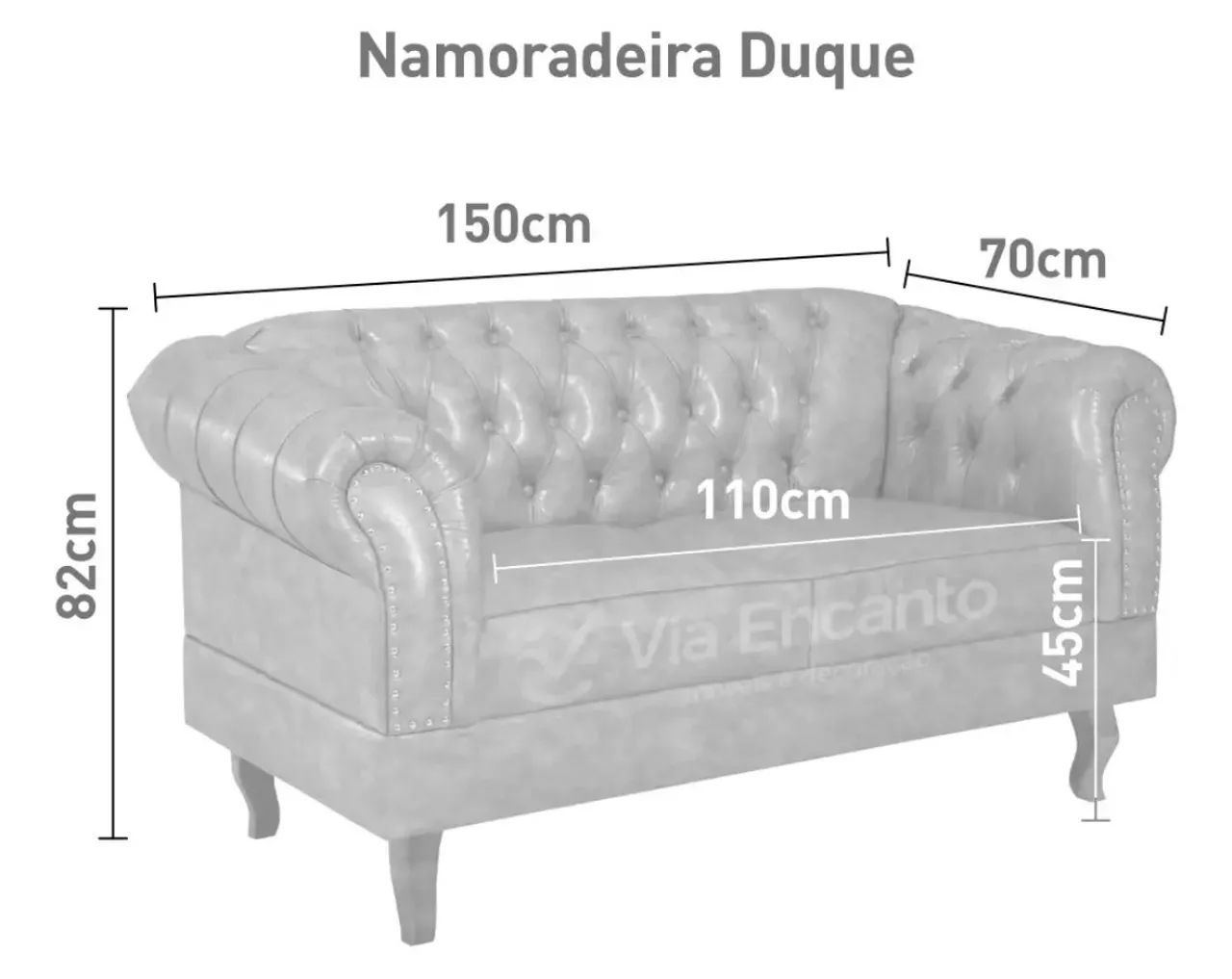 Namoradeira Duque 2 lugares Chesterfield courino preto  - Foto 2