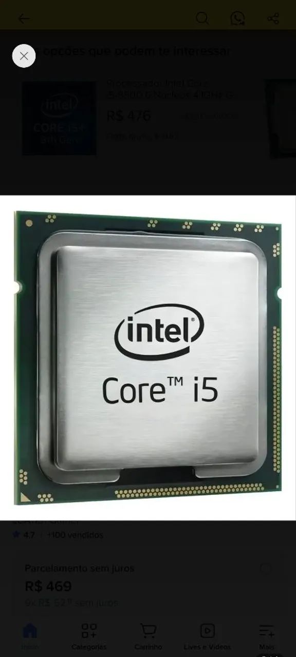 Processador Intel i5 8400 4.1 GHz (DDR4)