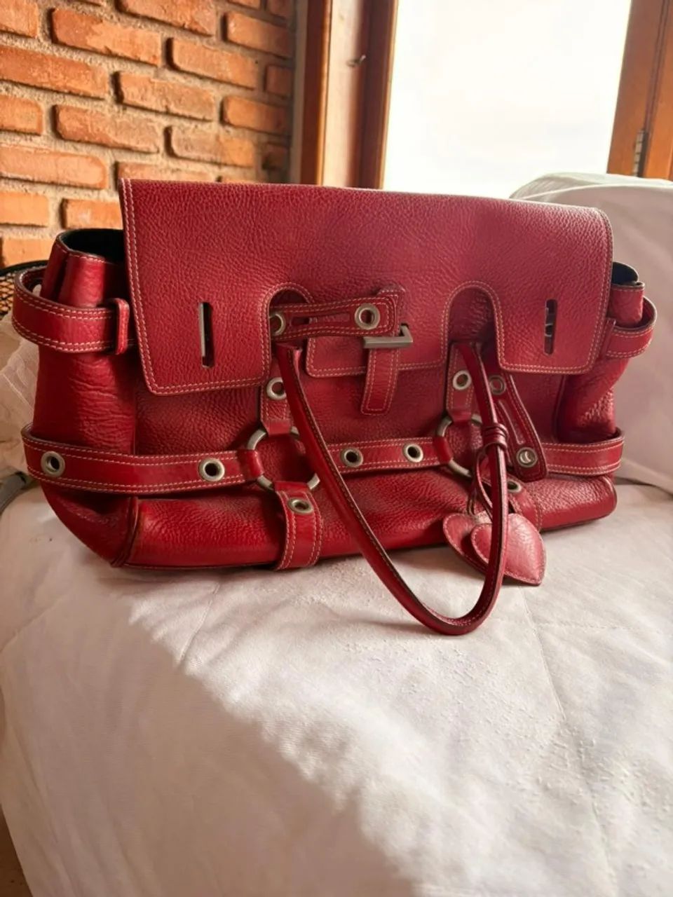 Bolsa Luella de couro vermelha - grande - Foto 3