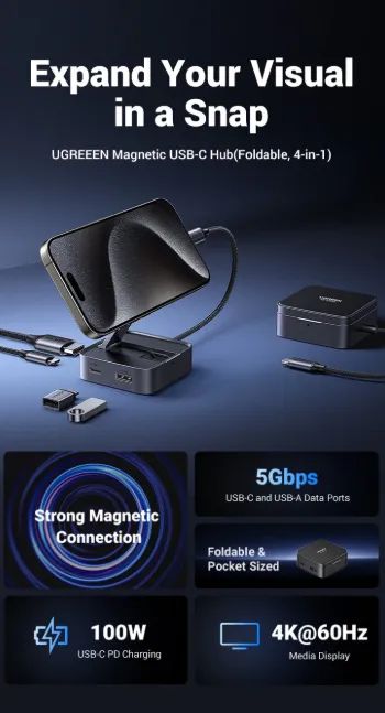 Docking Station Para celular UGREEN USB C HUB 4K60Hz HDMI PD100W USB3.0  - Foto 4