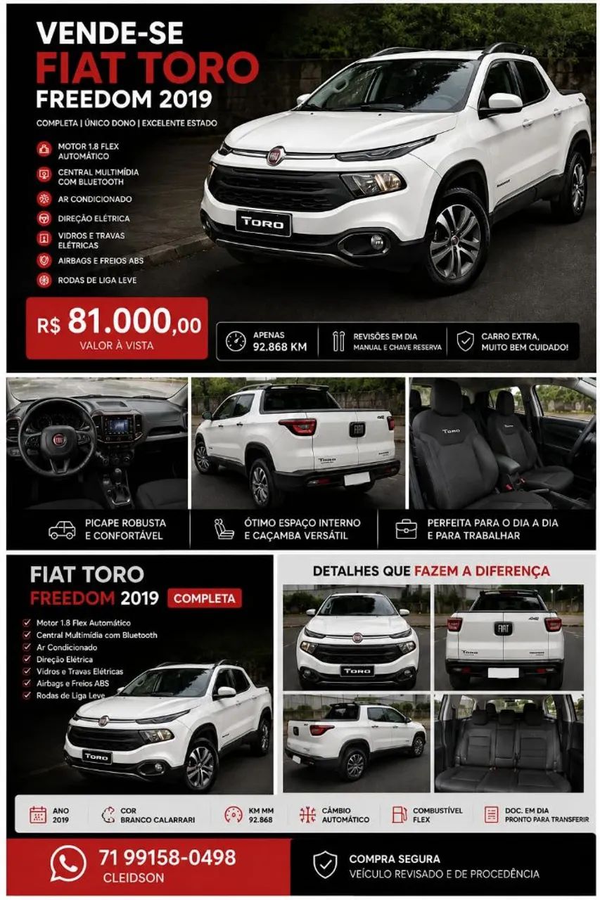 Fiat Toro Toro Freedom 1.8 16V Flex Aut. 2019
