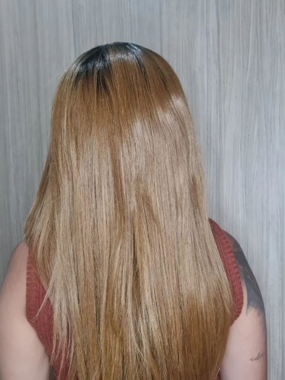 peruca feminina lisa marrom acobreado - Foto 3