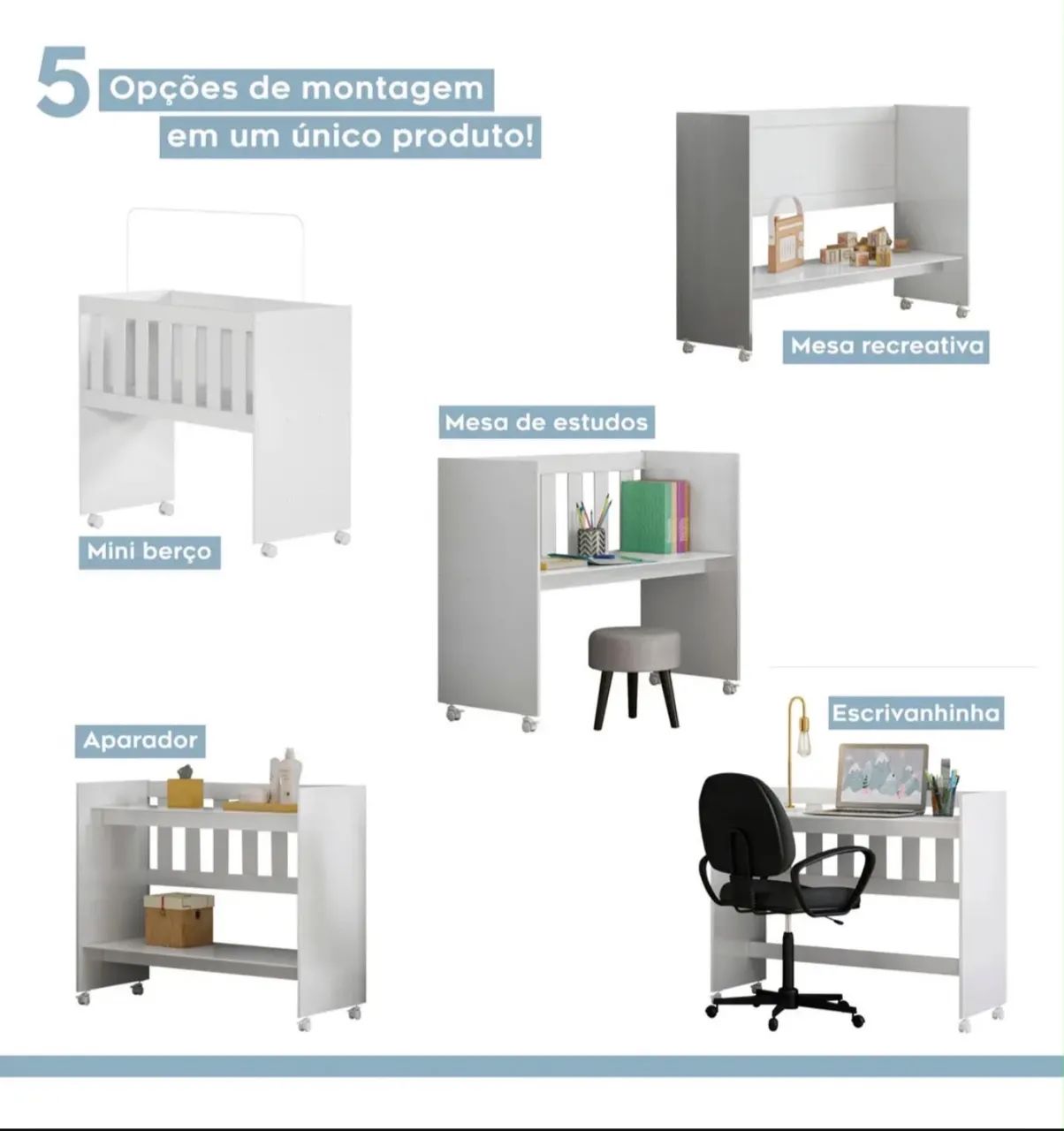MINI BERÇO MULTIFUNCIONAL COMPLETO - NUNCA USADO - Foto 4