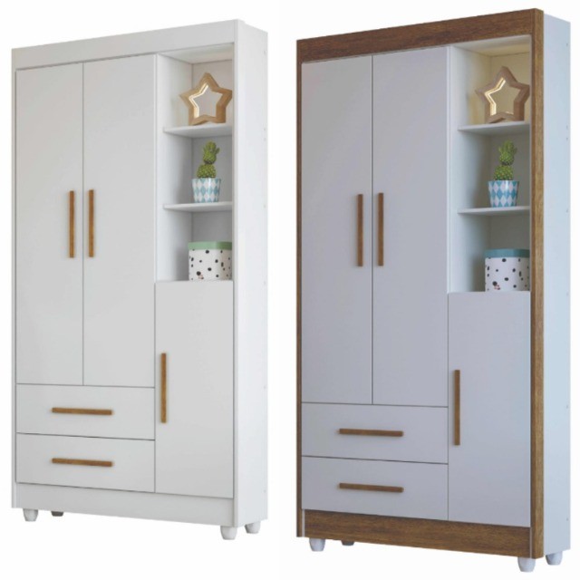 Guarda Roupa Flocos Branco Branco.Ipe Flex Frete Grátis 