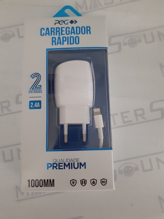 Kit carregador rápido de parede. Com 2entradas usb, Cabo com entrada lightning.  Novo.  - Foto 2