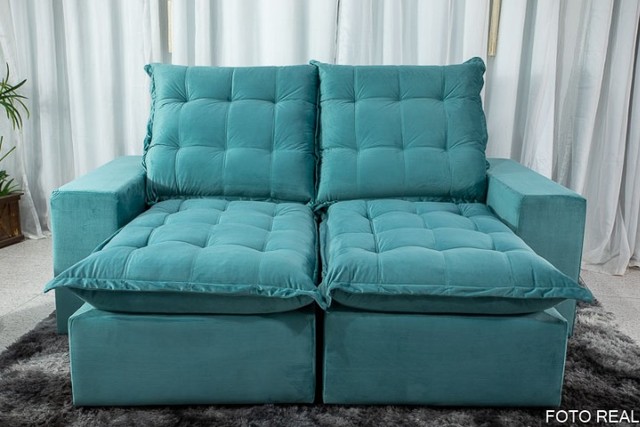 Sofá Retrátil e Reclinável Castor 2.30m Verde Tiffany Até 12x - Frete Grátis  - Foto 2