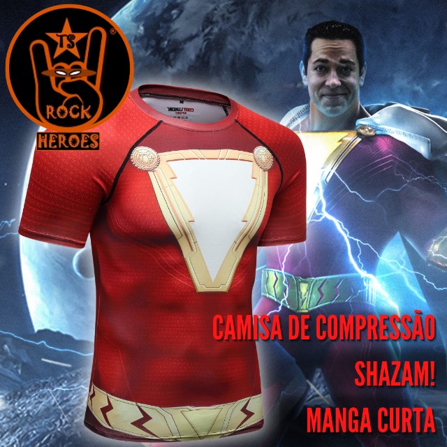 Camisa de Compressão Shazam! Rashguard Elastano Manga Curta - Foto 4