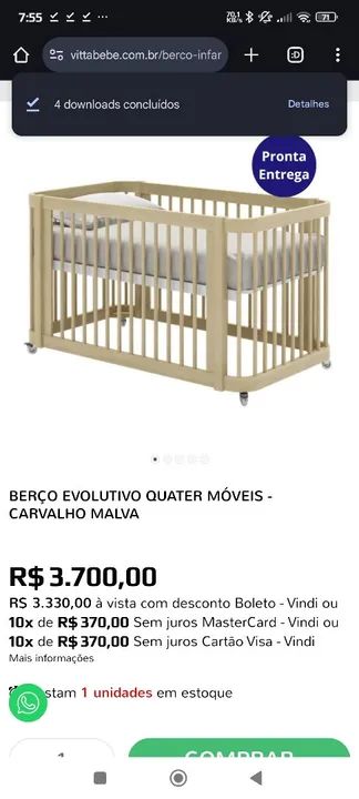 Kit com berço e cômoda evolutivo  - Foto 5